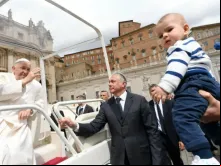 Papa Francisco em audiência geral hoje (15) no Vaticano.