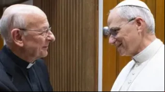 O prelado da Opus Dei com o papa Leão XIV.